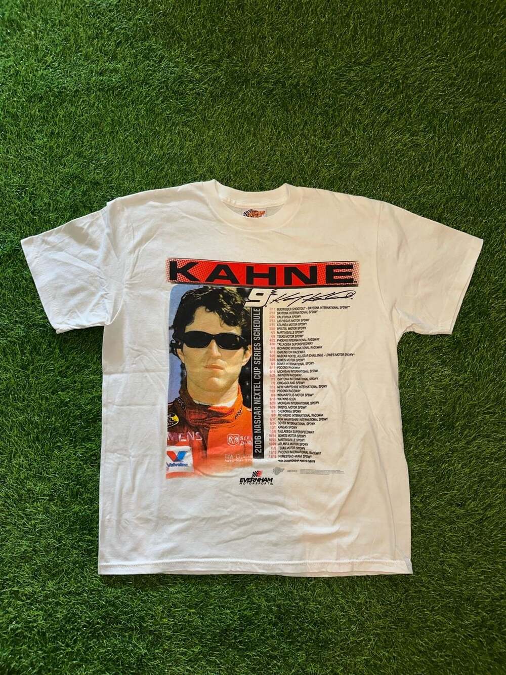 Vintage 2006 Kasey Kahne #9 NASCAR Nextel Cup Series Schedule T-Shirt White Larg